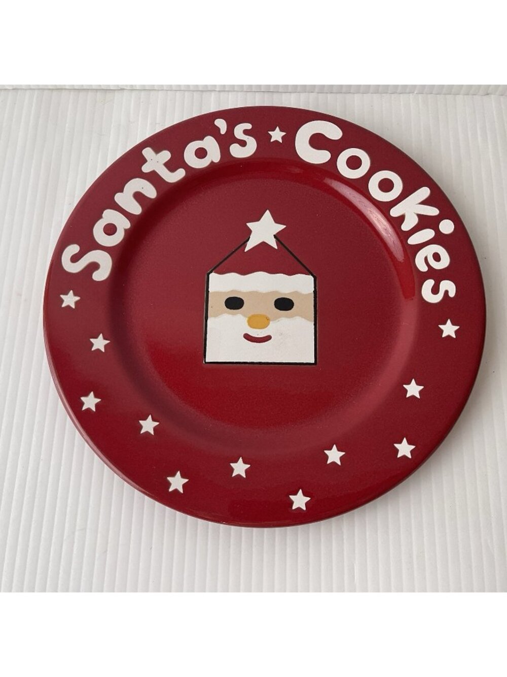 Waechtersbach Santa's Cookies Plate Germany Red White Stars Christmas 9 1/4"